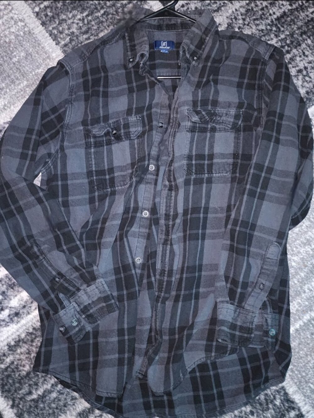 George Men's Long-Sleeve Plaid Flannel Button-Down Shirt – Size Large (42-44)
